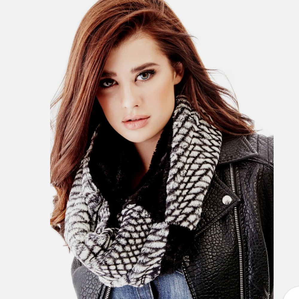 GUESS Two Tone Faux Fur Infinity Scarf